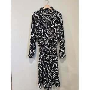 Nine West Women's 3x Black & White Geometric Shirt Dress